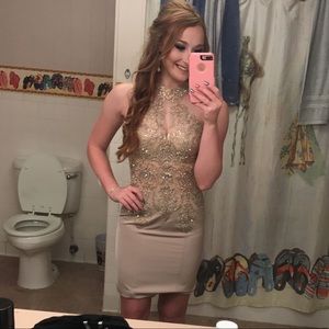 Envious Couture Champagne Colored Homecoming Dress